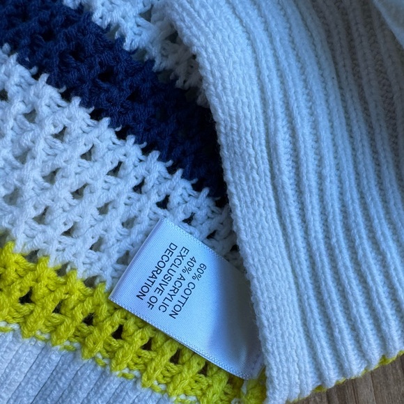 XO Kerri Rosenthal Smiley Face Striped Crochet Knit Sweater XL - Picture 7 of 7